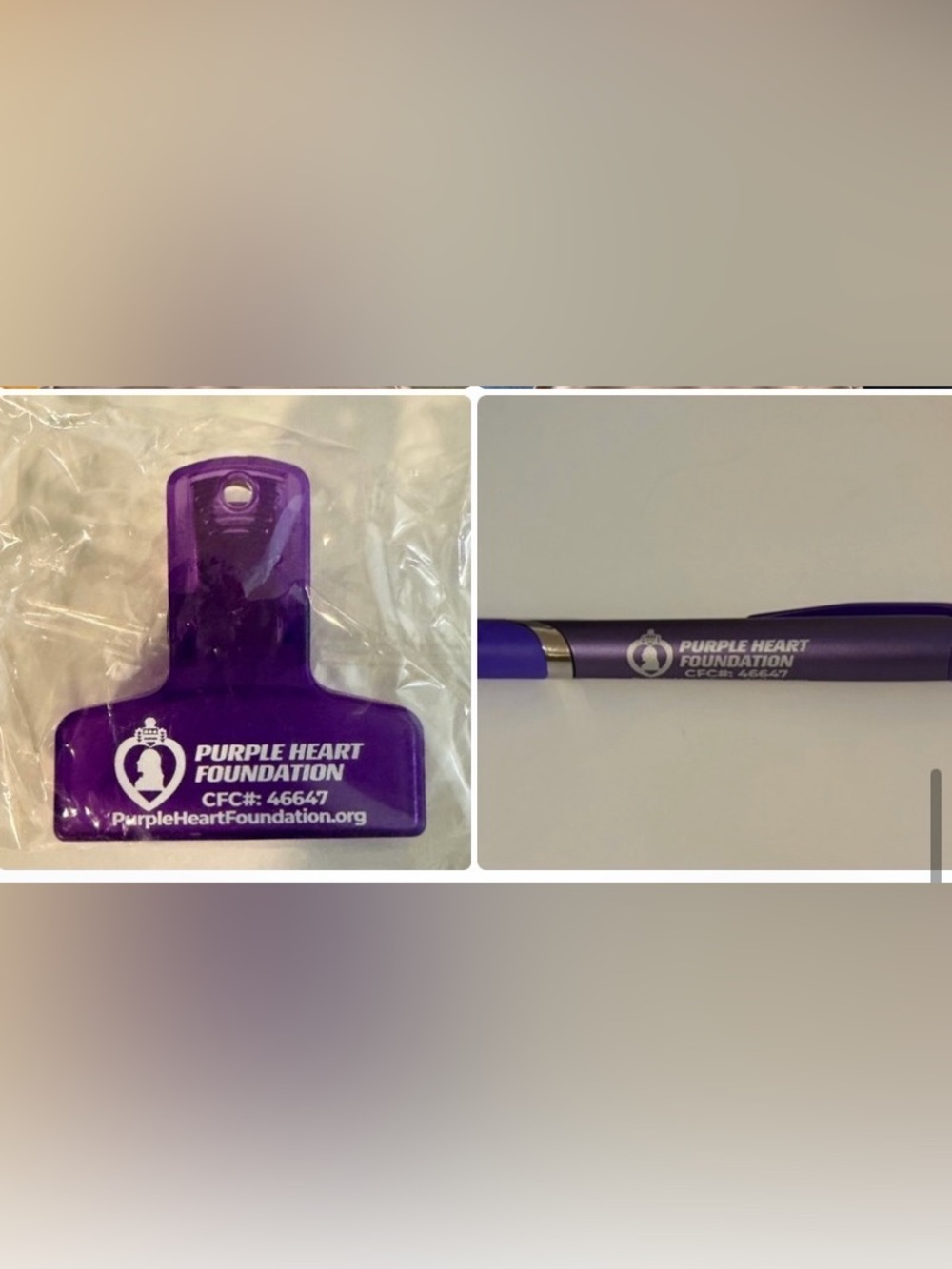 🆓 | Purple Heart Foundation 💜 Pen & Mini Chip Bag Clip